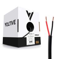 🔊 провод динамика voltive 16/2 пленум - высококачественный 16 awg / gauge 2-х проводной кабель - список ul рейтинга пленум (cl2p / cl3p / cmp) - кислородно-свободная медь (ofc) - 1000 футов кабель в булк - черный логотип