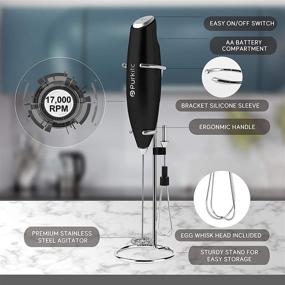 img 2 attached to 🥛 Milk Frother Handheld Detachable w/ Egg-beating Head, Support Stand - Electric Milk Coffee High Powered Low Noise Drink Mixer - Ideal for Coffee, Cappuccino, Matcha, Hot Chocolate