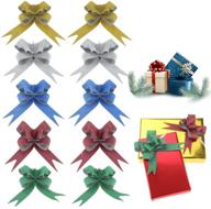 set of 100 glittering pull bows ribbons for christmas decoration, gift wrapping - vibrant colors, 1.8 x 37cm logo
