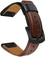 📿 trumirr double color leather watch band - compatible with garmin fenix 6x / 6x pro / 6x sapphire / 5x / 5x plus - 26 quickfit watchband for fenix 3, 3 hr, descent mk1, mk2, mk2i, enduro logo