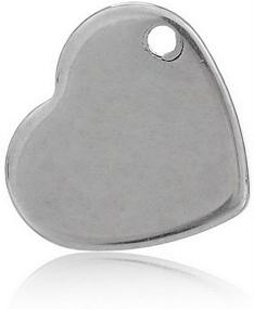 img 4 attached to ✨ VALYRIA 50pcs Polished Silver Stainless Steel Heart Charm Tags - Stamping Pendant 11mm x 10mm (3/8” x 3/8”)