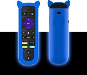 img 4 attached to 📱 Roku Ultra 2018 Remote Silicone Cover Case: Shockproof Skin Sleeve with Glow in The Dark Feature, Wrist Strap, and Remote Compatibility