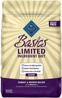 🦃 blue buffalo basics limited ingredient diet: turkey & potato senior dry dog food - natural nutrition for elderly canines logo