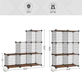 img 2 attached to 📦 SONGMICS Wire 6-Cube Storage, Modular Storage Unit, Closet Organizer, 11.8 x 11.8 x 11.8 Inches Cubes, for Books, Folded Clothes, Shoes, Toys, Perfect for Dorms, Apartments, Rustic Brown and Black ULPM023A01