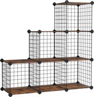 📦 songmics wire 6-cube storage, modular storage unit, closet organizer, 11.8 x 11.8 x 11.8 inches cubes, for books, folded clothes, shoes, toys, perfect for dorms, apartments, rustic brown and black ulpm023a01 логотип