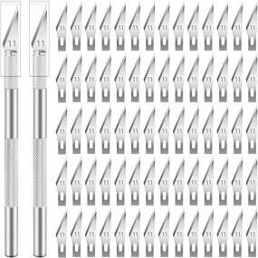 img 4 attached to 🔪 Craft Knife 72-PACK: Precision Steel Hobby Knife Set with 2 Handles, 70pcs #11 Hobby Knife Blades, and Storage Case - Perfect for DIY, Artwork, Cutting, Carving by Jetmore