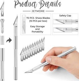 img 2 attached to 🔪 Craft Knife 72-PACK: Precision Steel Hobby Knife Set with 2 Handles, 70pcs #11 Hobby Knife Blades, and Storage Case - Perfect for DIY, Artwork, Cutting, Carving by Jetmore