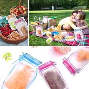 img 2 attached to 🥕 Convenient and Leak-Proof Mason Jar Ziplock Bags Set with Funnel: 42Pcs Reusable Multi-Size Food Storage Bags for Fresh-Keeping in Kitchen, Travel, Camping, and Picnic