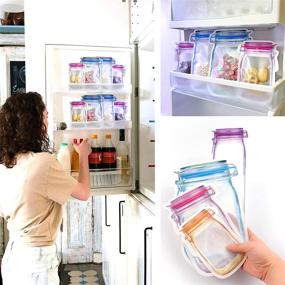 img 3 attached to 🥕 Convenient and Leak-Proof Mason Jar Ziplock Bags Set with Funnel: 42Pcs Reusable Multi-Size Food Storage Bags for Fresh-Keeping in Kitchen, Travel, Camping, and Picnic