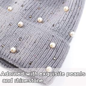 img 2 attached to Soft Fleece Lined Women's Winter Knitted Beanie Hat with Faux Fur Pom Pom for Warmth