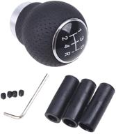 🔒 wancar universal aluminum manual car gear shift knob - 5 speed leather shifter lever in black logo