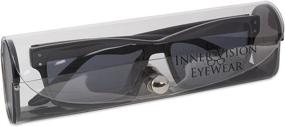 img 1 attached to 🕶️ UV400 Sun Reader Glasses with Case - Scratch Resistant, Smoke Lens, Spring Hinges - Unisex, Black (3.0x Magnification) - Inner Vision