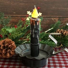 img 1 attached to 🕯️ CVHOMEDECO Real Wax Battery Operated Timer Taper Candles - Country Primitive Flameless Lights Décor, 4-3/4 Inch, Matte Black, 2 Pack