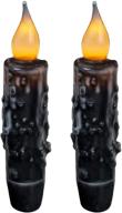 🕯️ cvhomedeco real wax battery operated timer taper candles - country primitive flameless lights décor, 4-3/4 inch, matte black, 2 pack логотип