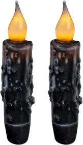 img 4 attached to 🕯️ CVHOMEDECO Real Wax Battery Operated Timer Taper Candles - Country Primitive Flameless Lights Décor, 4-3/4 Inch, Matte Black, 2 Pack