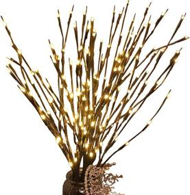 img 4 attached to Set of 3 Warm White 20 LED Twig Branch Lights - Battery Operated Artificial Willow Tree Lamp for Home Decor, Holiday Party Decoration