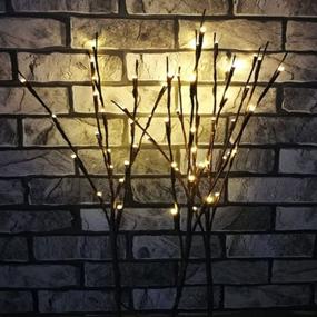 img 3 attached to Set of 3 Warm White 20 LED Twig Branch Lights - Battery Operated Artificial Willow Tree Lamp for Home Decor, Holiday Party Decoration