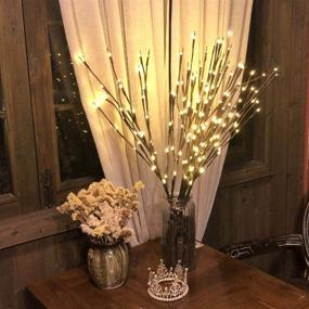 img 1 attached to Set of 3 Warm White 20 LED Twig Branch Lights - Battery Operated Artificial Willow Tree Lamp for Home Decor, Holiday Party Decoration