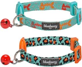 img 1 attached to 🐱 Stylish Blueberry Pet Breakaway Cat Collars with 10+ Patterns, Reflective Options for Safety