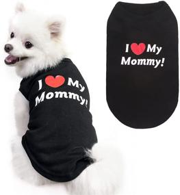 img 4 attached to 🐶 Premium Cotton Dog T-Shirts: Soft & Breathable Apparel with 'I Love My Mommy' Print - Available in Black for Small, Medium & Large Breeds