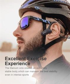 img 3 attached to 🎧 Black Wireless Open-Ear Bone Conduction Headphones with Bluetooth, Mic, Lightweight Titanium Design for Running, Hiking, Home Office, Education, Conference Calls, and Online Teaching/Learning - Sweat-Proof