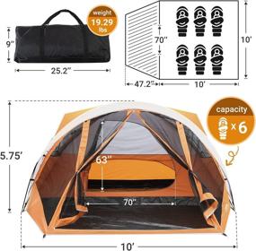 img 3 attached to 🏕️ AsterOutdoor Camping Dome Tent 6 Person: Screen Room, Rain Fly, Large Porch