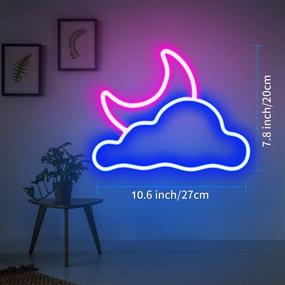 img 1 attached to 🌙 JTLMEEN Neon Sign with Cloud and Moon Design - USB/Battery Powered LED Neon Light for Bedroom Aesthetic, Cool Room Decor in Pink