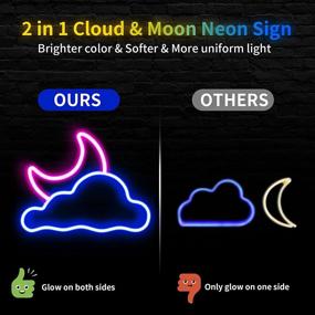 img 2 attached to 🌙 JTLMEEN Neon Sign with Cloud and Moon Design - USB/Battery Powered LED Neon Light for Bedroom Aesthetic, Cool Room Decor in Pink