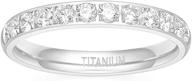 💍 tigrade 3mm titanium eternity ring: exquisite half cubic zirconia wedding band for women logo