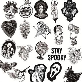 img 2 attached to 🔥 Set of 50 Gothic Waterproof Vinyl Stickers - Black & White Skull Designs for Water Bottles, Laptops, Phones, Cars, Skateboards