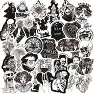 🔥 set of 50 gothic waterproof vinyl stickers - black & white skull designs for water bottles, laptops, phones, cars, skateboards logo
