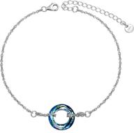 🎁 sterling silver anklet with blue square crystal - toupop beach jewelry for women | ideal birthday gift for girls & friends logo