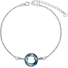 img 4 attached to 🎁 Sterling Silver Anklet with Blue Square Crystal - TOUPOP Beach Jewelry for Women | Ideal Birthday Gift for Girls & Friends