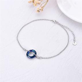 img 2 attached to 🎁 Sterling Silver Anklet with Blue Square Crystal - TOUPOP Beach Jewelry for Women | Ideal Birthday Gift for Girls & Friends
