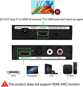 img 1 attached to Аудио экстрактор Musou HDMI: преобразователь HDMI в HDMI + оптический Toslink + RCA стерео выход для видео и аудио 1080P, черный.