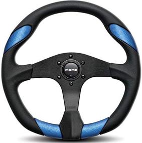 img 1 attached to 🚗 Enhance Your Driving Experience with MOMO QRK35BK0BU Quark Blue 350 mm Urethane Steering Wheel