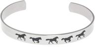 stainless steel running horse cuff bracelet with joyful sentiments - pet jewelry logo