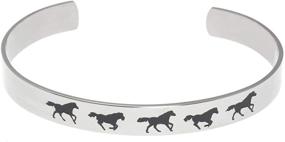 img 2 attached to Stainless Steel Running Horse Cuff Bracelet with Joyful Sentiments - Pet Jewelry