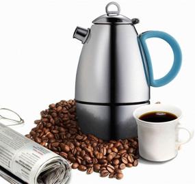 img 1 attached to ☕️ Кофейник Minos Moka Pot Espresso Maker - 6 чашек - 10 ж. унц. - Нержавеющая сталь с силиконовой ручкой - Для газовых, электрических и керамических плит