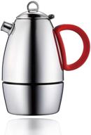 ☕️ кофейник minos moka pot espresso maker - 6 чашек - 10 ж. унц. - нержавеющая сталь с силиконовой ручкой - для газовых, электрических и керамических плит логотип