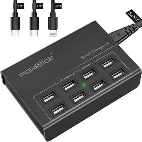 img 4 attached to 🔌 Powstick USB Charger Station: 8 Port Charging Hub with 60W Power, 3 Mixed Cables, Desktop Compact Design - Compatible with Phones, Tablets, and More!