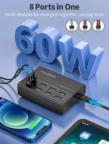 img 3 attached to 🔌 Powstick USB Charger Station: 8 Port Charging Hub with 60W Power, 3 Mixed Cables, Desktop Compact Design - Compatible with Phones, Tablets, and More!