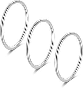 img 2 attached to 💍 SILBERTALE Women's Sterling Silver Midi Stacking Rings Set - Thin Plain Knuckle Bands for Pinky, Thumb & More - Comfort Fit Sizes 2.5-8.5