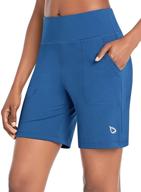 🏃 stay comfortable and stylish with baleaf women's 7" high waisted athletic running shorts with pockets logo