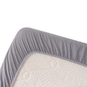 img 2 attached to 🛏️ Bamuho Soft Grey Mini Crib Sheet Set for Pack 'n Play or Portable Playard – Skin-Friendly, 2 Pack