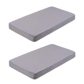 img 4 attached to 🛏️ Bamuho Soft Grey Mini Crib Sheet Set for Pack 'n Play or Portable Playard – Skin-Friendly, 2 Pack