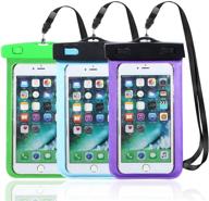 hartop waterproof phone pouch - keep your phone dry and secure during water activities - 3 pack (light blue, green, purple) logo