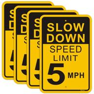 slow down speed limit 5mph sign (4 pack) logo