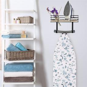 img 2 attached to THYGIFTREE Ironing Board Hanger - Metal Wall Mount Laundry Room Decor and Storage Holder with Large Wooden Base Basket, Removable Hooks - Laundry Room Organization