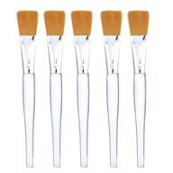 💛 5-pack facial mask brush makeup brushes with clear plastic handle - silver with yellow brush logo